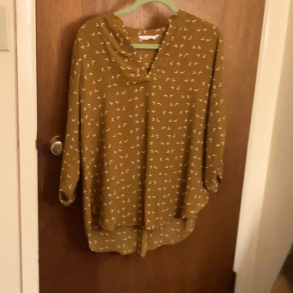 Mustard Geometric Print Blouse